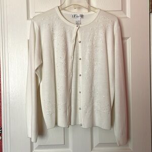 Classic beaded ivory white cardigan